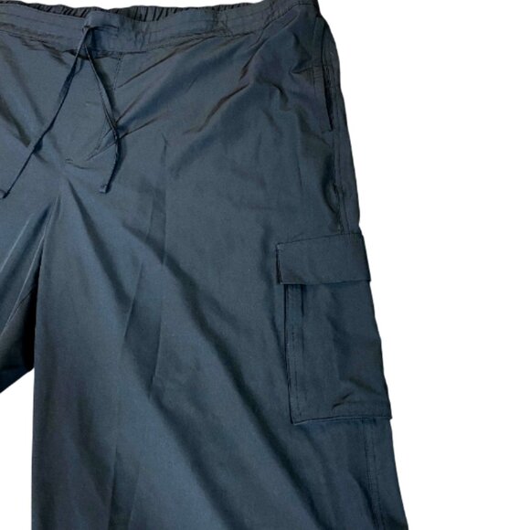 Never Not Hustling Drawstring Parachute Cargo Pants Sz XXL Tall Black #107M - Picture 5 of 9